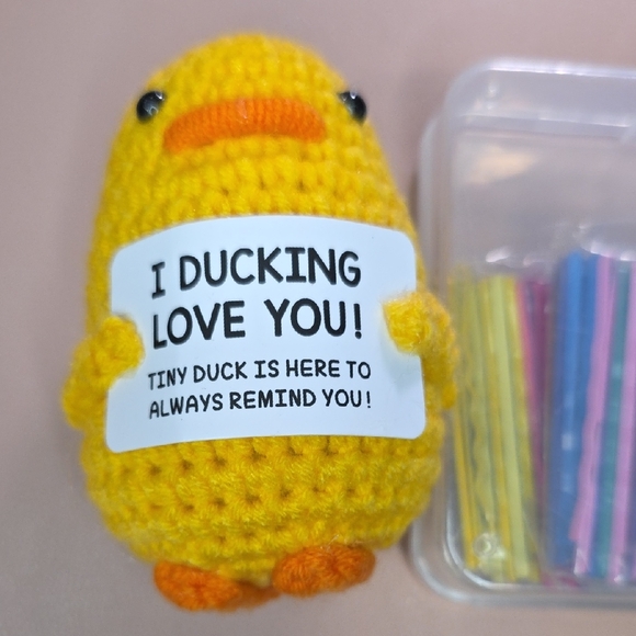 Yellow Duck Plush with Multicolor Hairpins Set - Picture 3 of 4